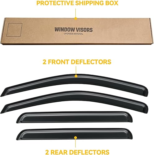 Miniatura 7 de CMVT Auto Viseras de ventana para Nissan Rogue 2014-2020, protectores contra la lluvia, deflector de sombra de ventilación, humo oscuro 14, 15, 16,