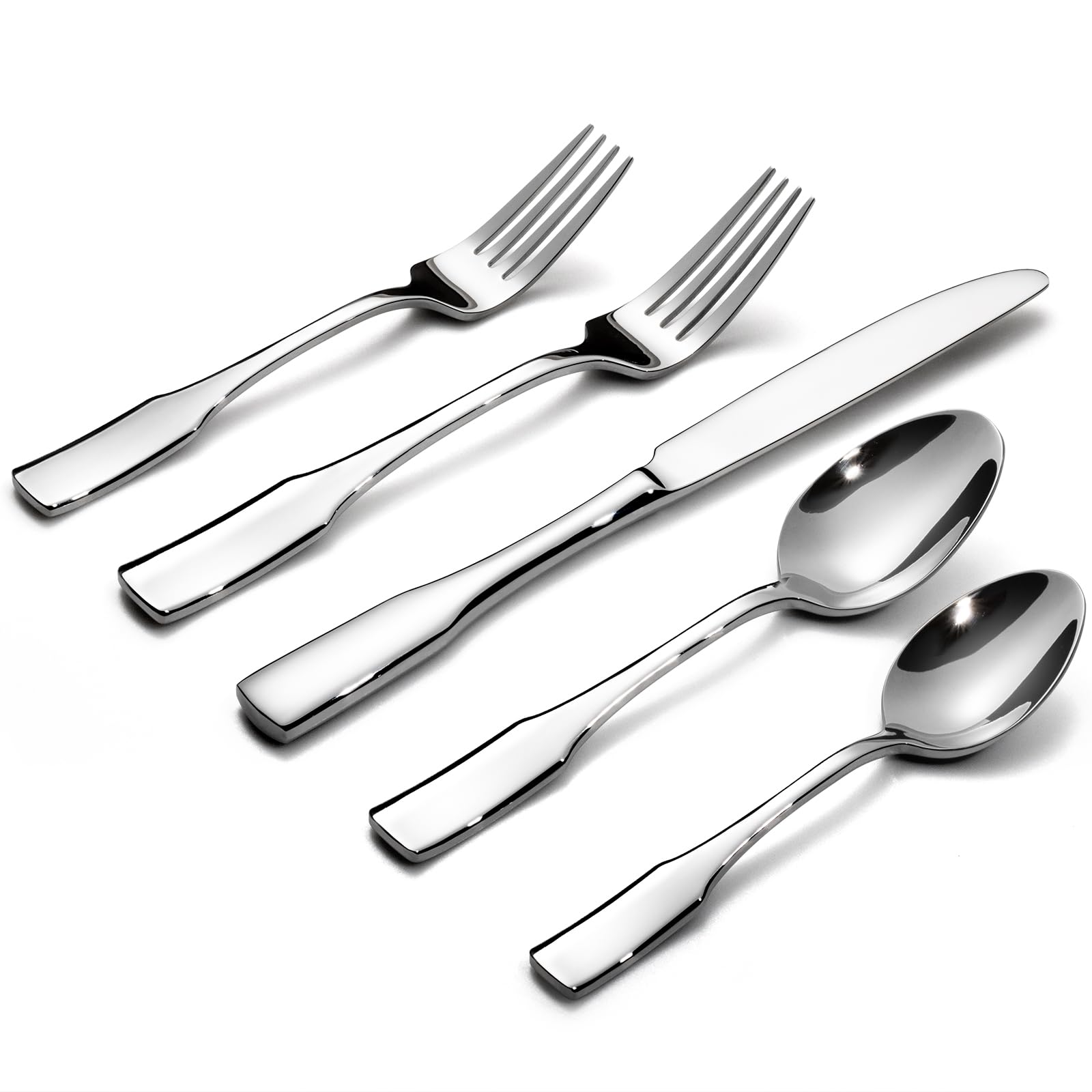 Kate 40-Piece Silverware Set,Service for 8,Stainless Steel Flatware Set,Mirror Polished Cutlery Set,Dishwasher Safe