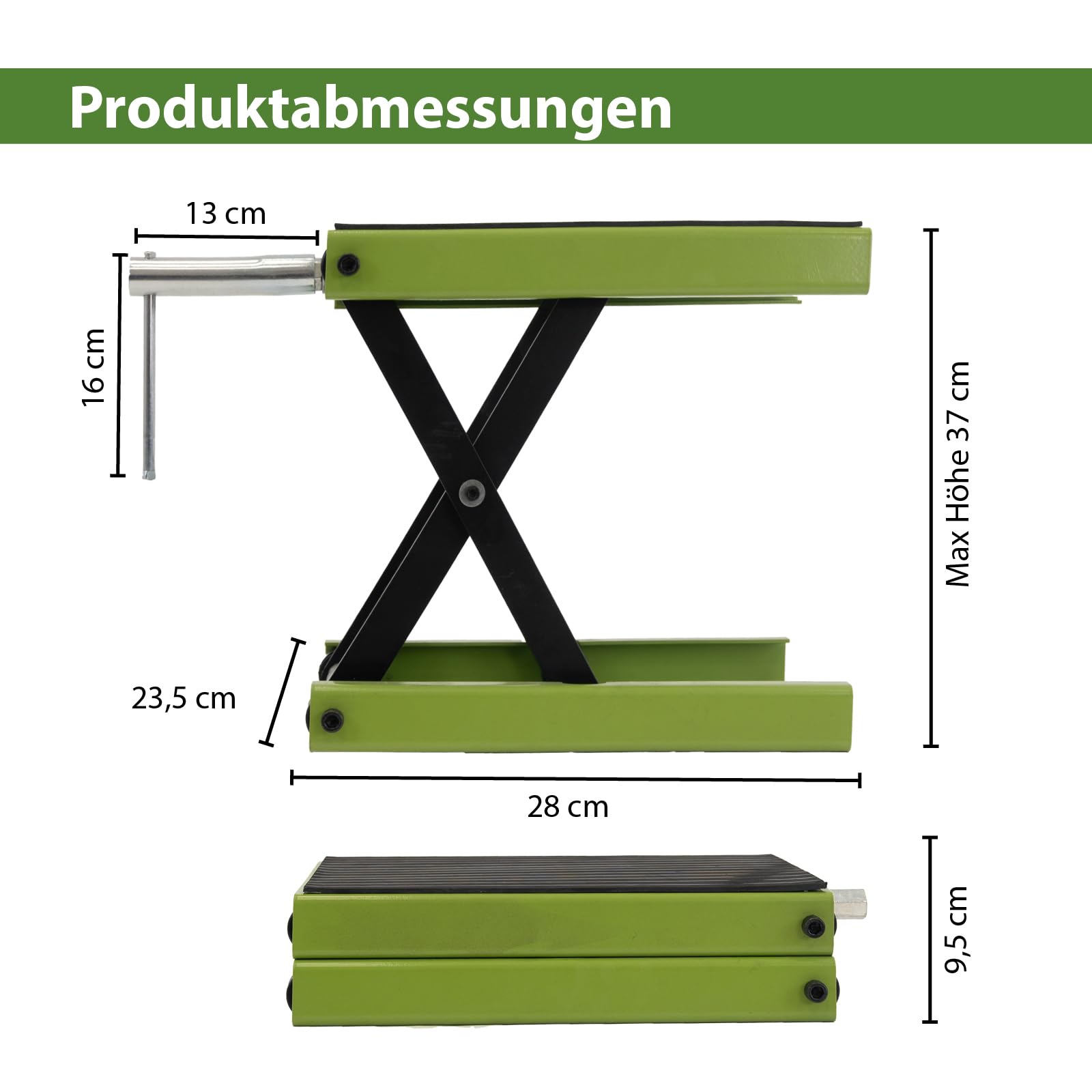 TRUTZHOLM Motorradheber höhenverstellbar 95-370mm bis 500 kg Traglast Scherenheber Montagebock Fahrradreparatur Scherenheber für die Motorradwartung Hubtisch mit Gummipolster