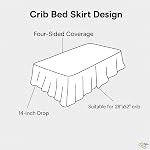 Cottington Lane Ivory Crib Skirt Dust Ruffle, 100% Natural Cotton, Soft, Durable Nursery Crib Toddler Bedding Skirt for Baby Girls or Boys, Fits Standard Cribs 28" x 52" with 14" Drop