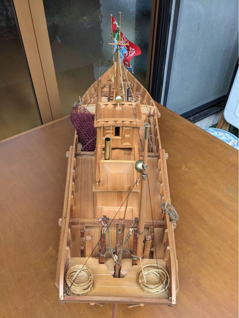 Amazon.co.jp: 漁船の模型 九十九里 木造 岩井氏作 全長84cm奥行27cm高  