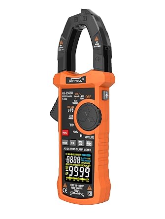 Inrush Digital Clamp Meter Multimeter 1000A TRMS 6000 Counts, Amp Voltage Tester with VFD, LOZ Mode Measures AC/DC Current Voltage Temperature Frequency Capacitance Resistance Continuity NCV