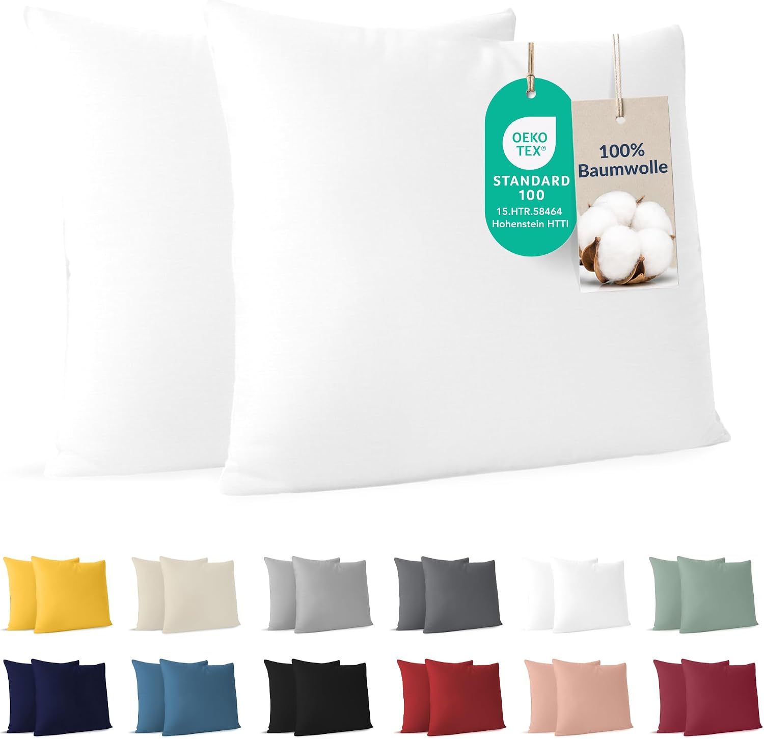 (-22%) Dreamzie - Kissenbezug 50x50cm - 2er Set - 100% Baumwolle - Weiß