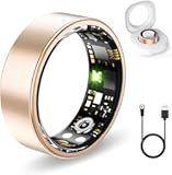 Smart Rings for Women Men&comma; Fitness Ring with Heart Rate&comma; Blood Oxygen&comma; HRV&comma; Pressure&comma; Sleep Tracker&comma; Step Tracker&comma; No Subscription Fee&comma; IP68 Waterproof Smart Ring for iPhone & Android &lpar;Gold&comma; 8&num;&rpar;
