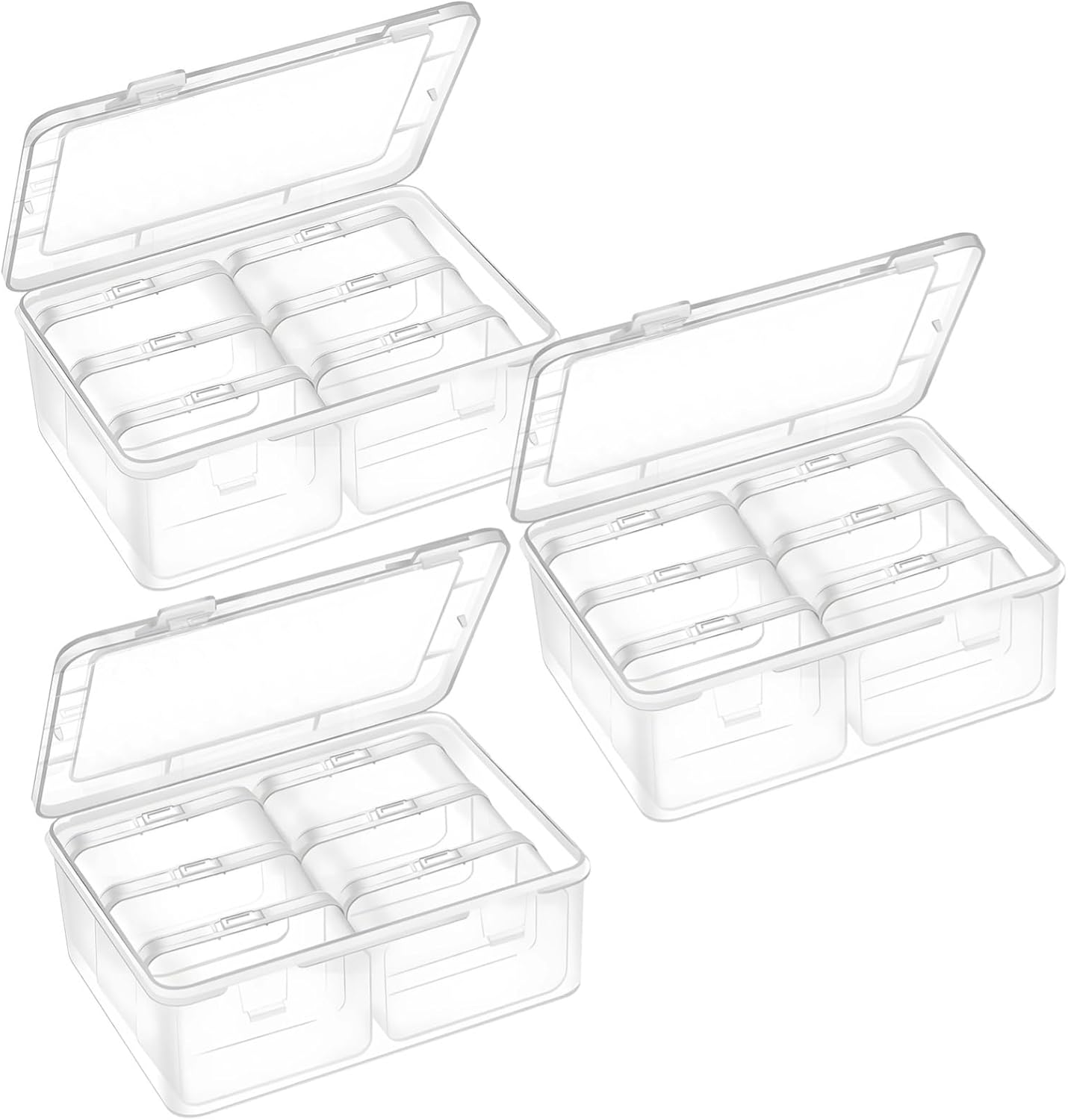 Storage Beads Box, Plastic Organizer, Three Pcs Case, Six Dividers, Clear, Great for Jewelry, Nails, Beads, Easy Portable to Use