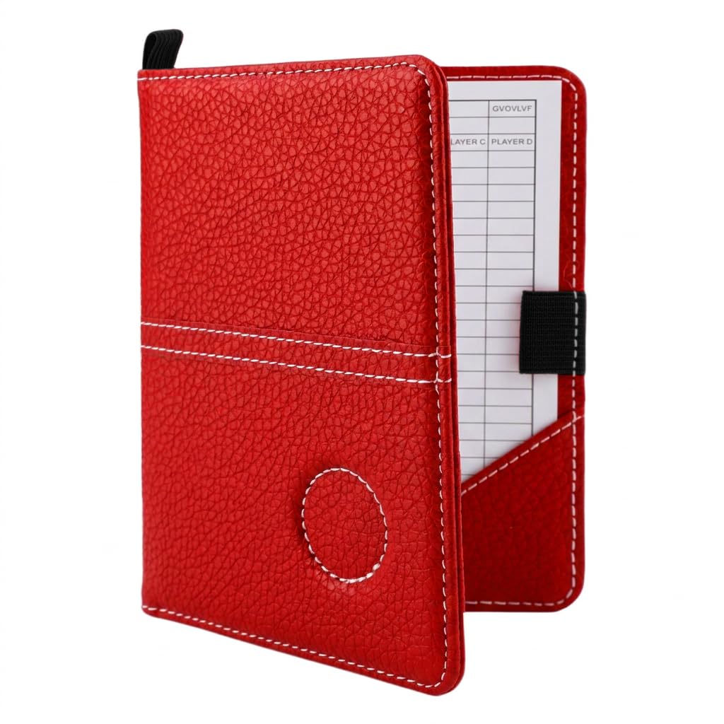 AHRLIC Leather Golf Scorecard Holder Set, Waterproof Golf Card Holder with 2 Scorecards, Portable Foldable Design, Ideal Golf Scorecard Pocket Notebook for Men & Women