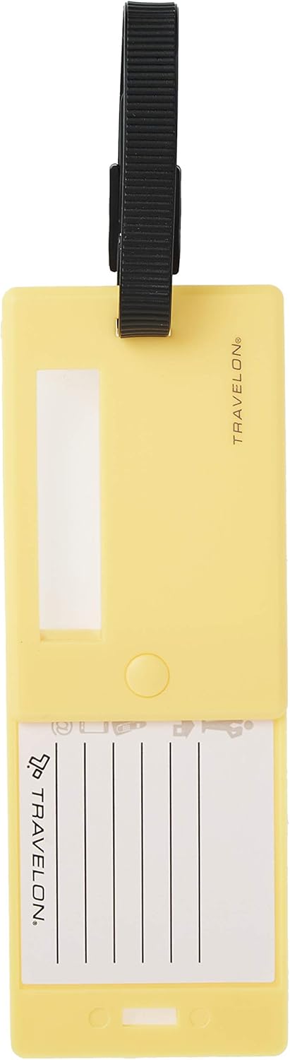  | Travelon Set of 2 Luggage Tags, Neon Yellow, 6.63 x 3.5 x 0.13 | Luggage Tags