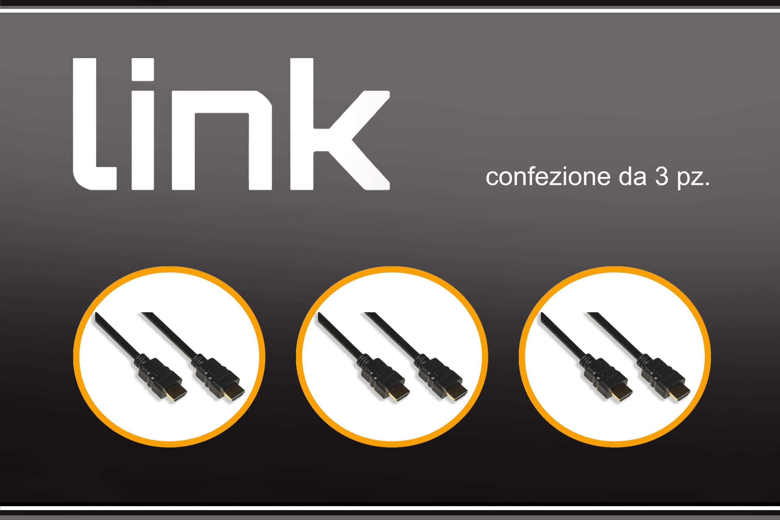 LINK LKCHDMI10003 - Confezione 3 Cavi HDMI 4K 30Hz 3D con Ethernet – 10m, Contatti Dorati, Nero – Compatibile PC, Notebook, HDTV, Monitor
