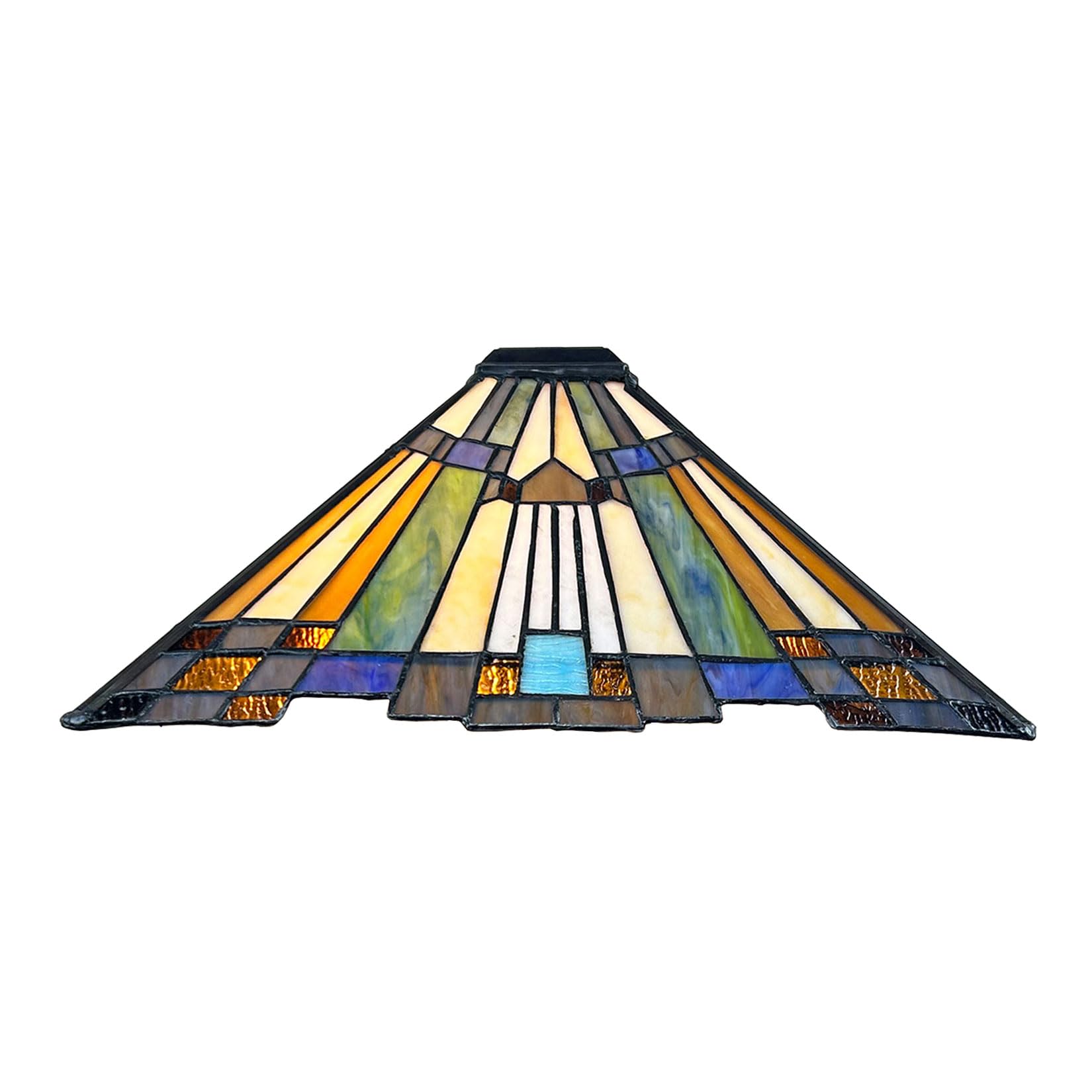 Abat-jour Tiffany verre teinté jaune ambre 16X7 pour lampadaire et bureau