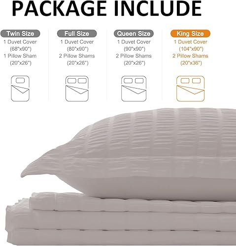 Miniatura 51 de Cozyide Juego de funda de edredón de sirsaca suave y transpirable de 3 piezas, con cierre de cremallera y lazos en las esquinas