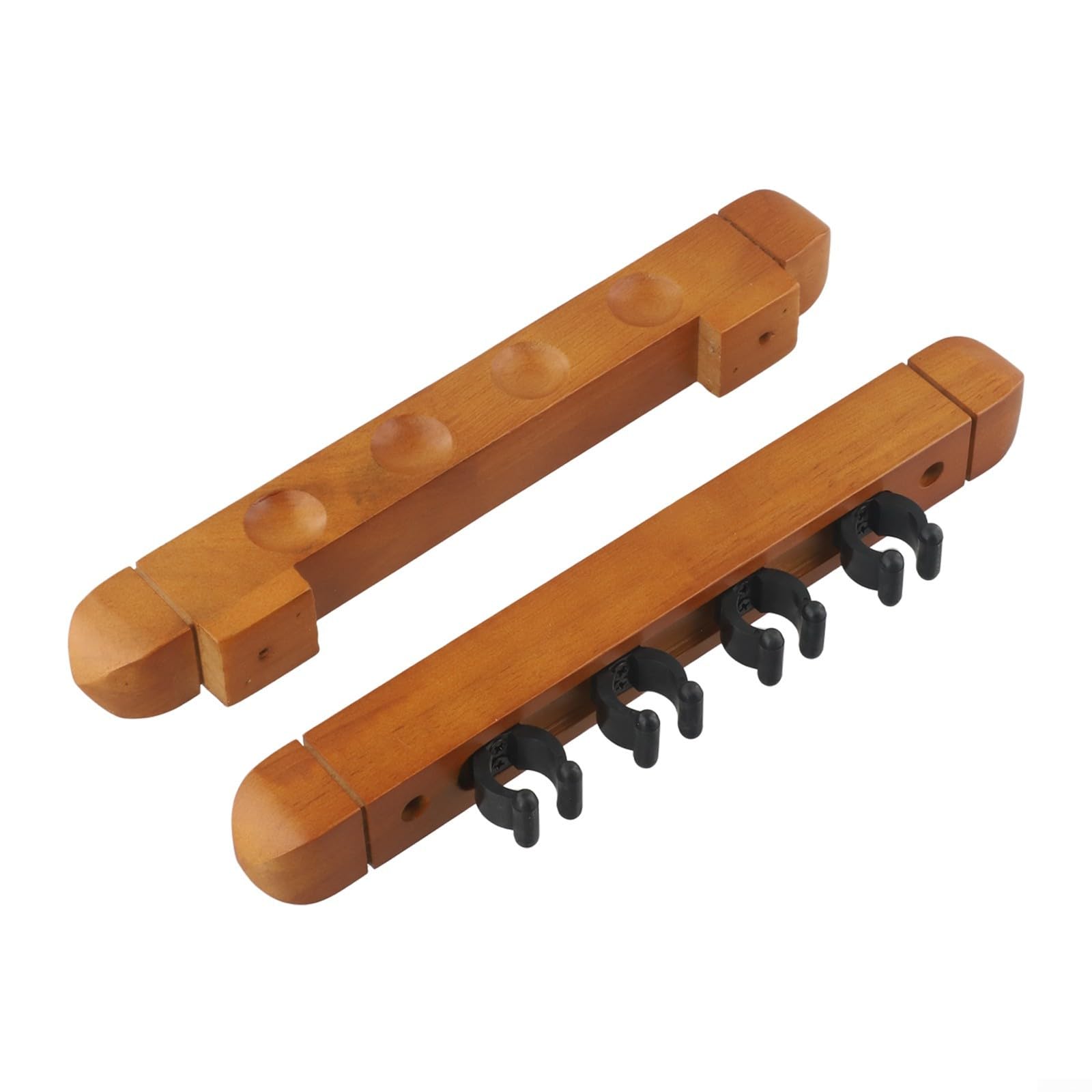 Soporte de pared para tacos, soporte de madera para billar de 4 ranuras para billar, organizador de almacenamiento que ahorra espacio para sala de juegos, bar, club, negro, rojo, amarillo (rojo) — view 5