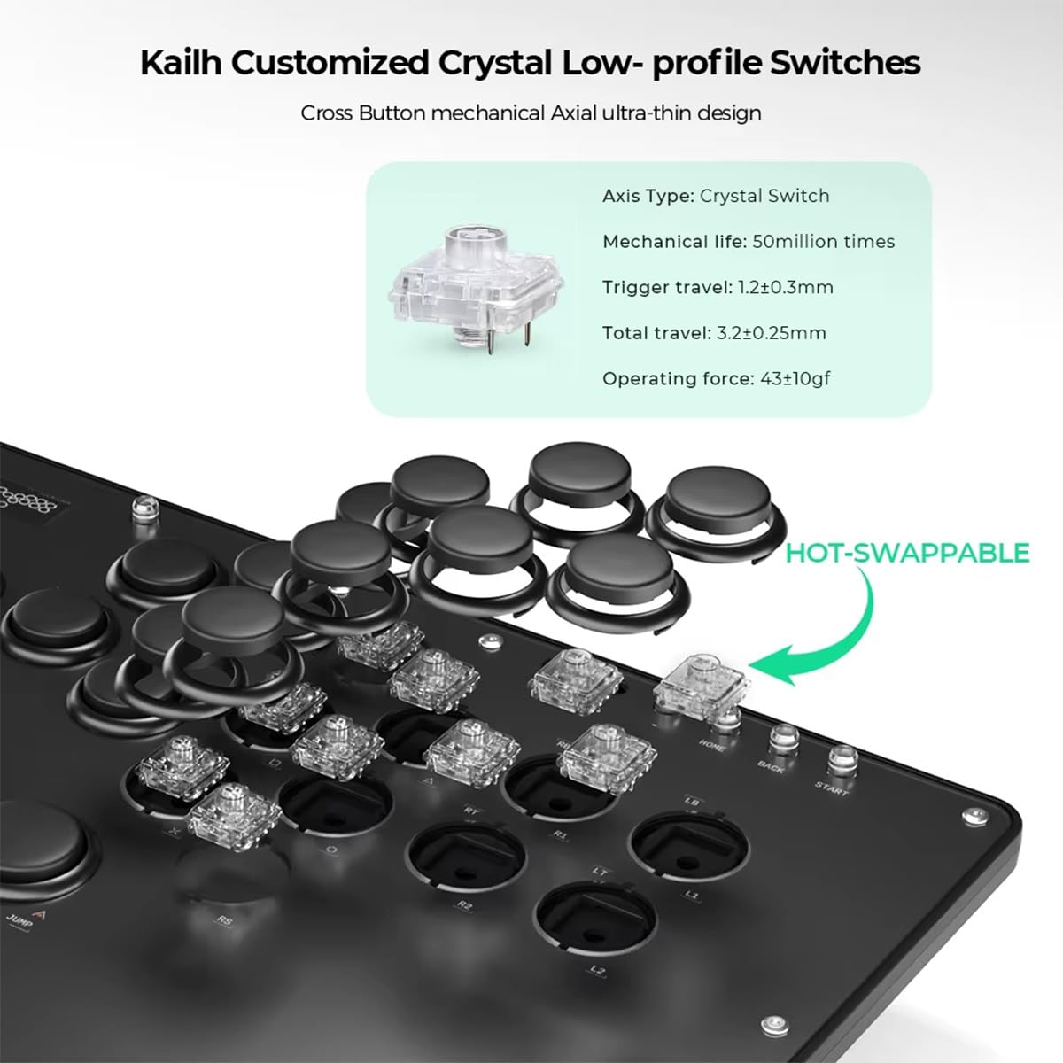 Semaiki Tastiera da gioco U16 All-Button con Custom RGB & Turbo Functions, Arcade Stick Tastiera da gioco per PC/Switch/PS4/PS3, supporta hot-swap e SOCD