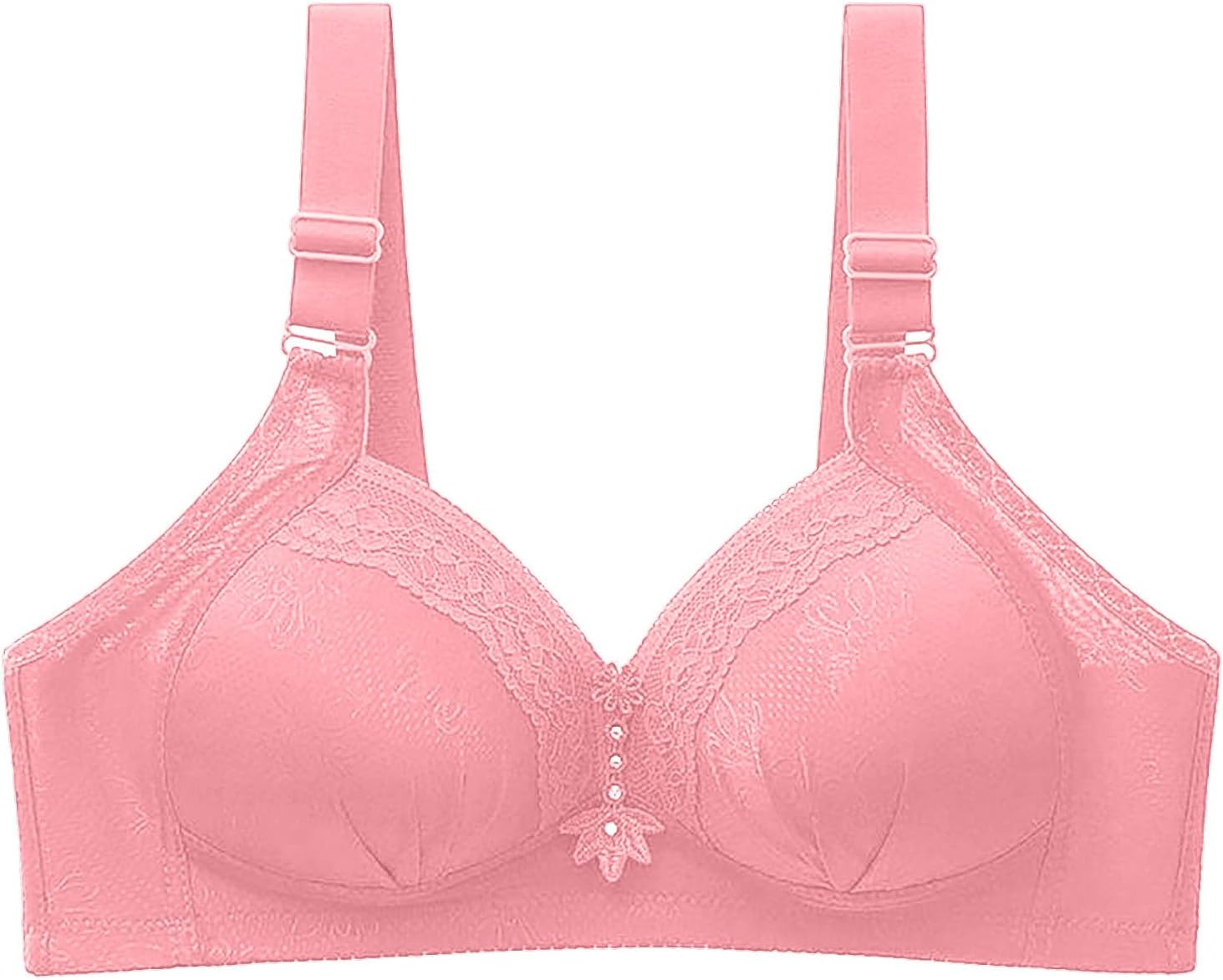 Women's Plus Size Lace Bralettes Wireless Full Coverage Push Up T-Shirt Bra with Support Smoothing Comfort Soft Bras