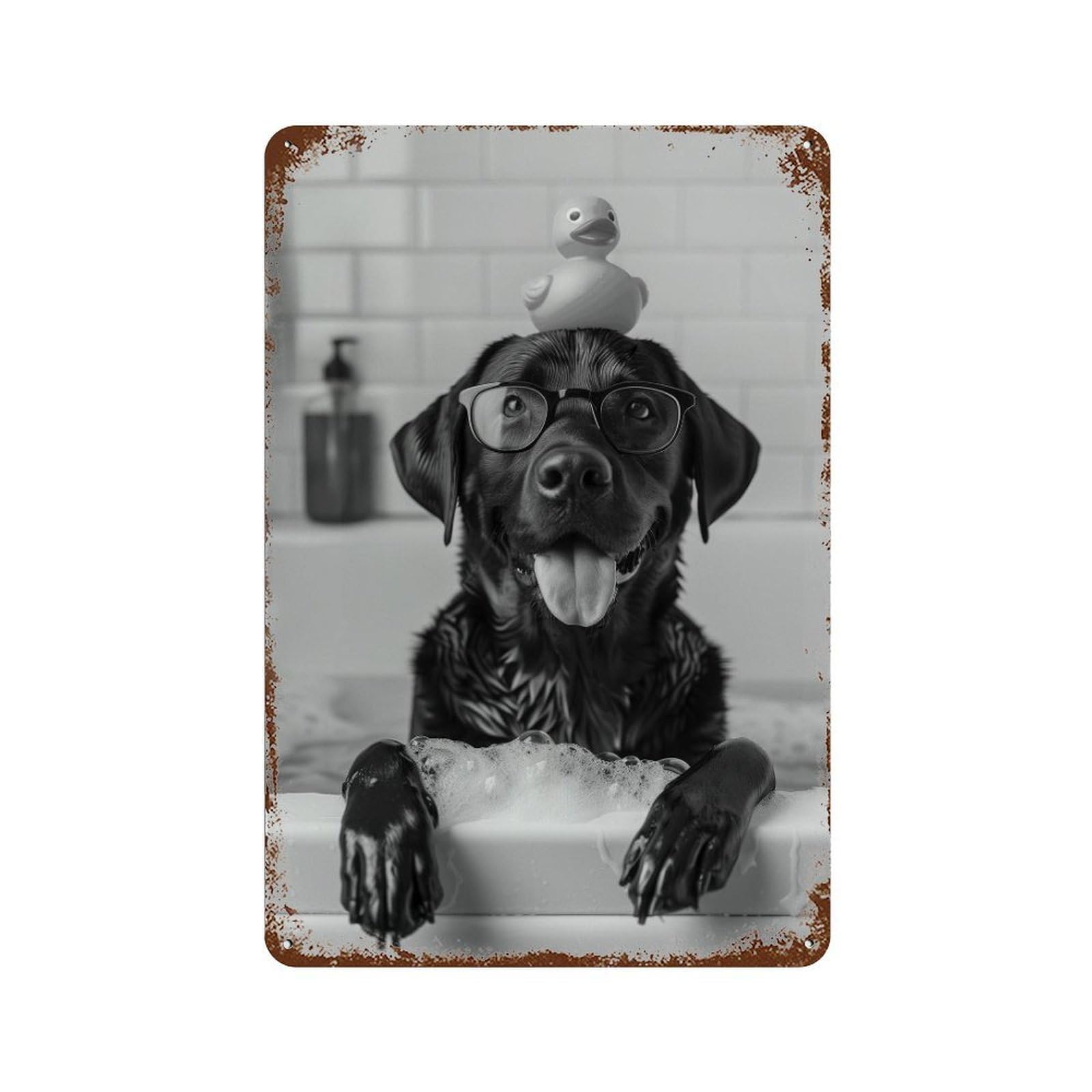 xiaoxiaoshen Black Labrador Bathroom Wall Art Wall Decor Art Metal Tin Poster Modern Home Decor Art Home Bar Shop Decorations Vintage Sign 30x20cm