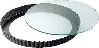 Kaiser Inspiration Tarteform mit Hebeboden Glas 28 cm, Quicheform antihaftbeschichtet, herausdrückbarer Hebeboden, schnitt...