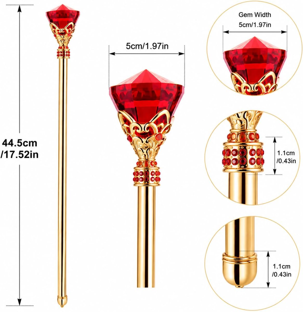 Royal Scepter Gold Festival Wand Pageant Costume Accessory