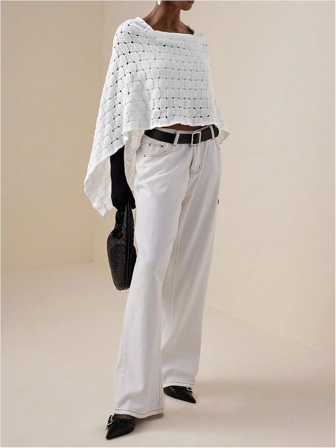 Verdusa Women's Fall Sweaters Shrug Poncho Hollow Out Sheer Lightweight Bolero Sweaters - Image 5