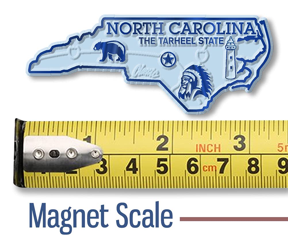 North Carolina Small State Magnet by Classic Magnets, 3.3" x 1.3", Collectible 3D Rubber Vintage-Style Souvenirs and Gifts Made in the USA