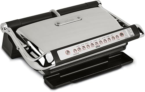 All-Clad AutoSense Parrilla de acero inoxidable para interiores, Panini Press XL, cocción automática, 1800 vatios, sin humo, platos extraíbles, apto
