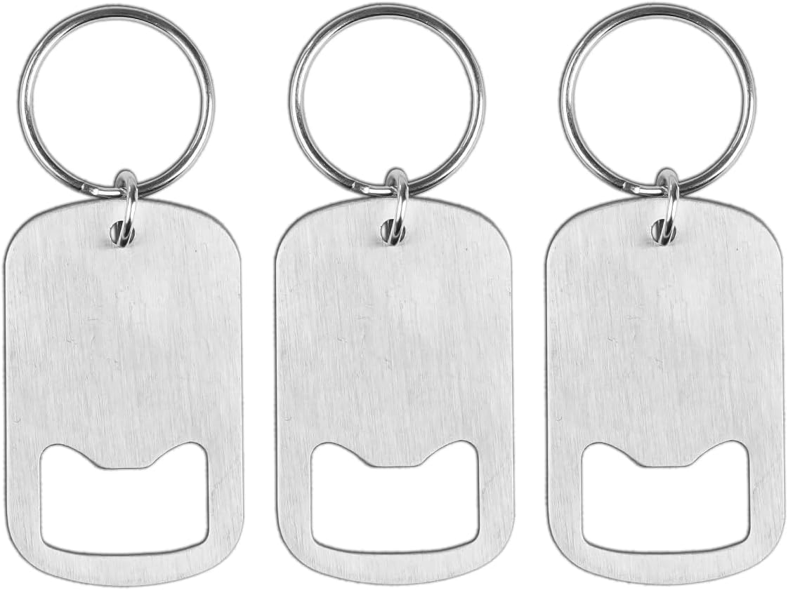 Ouligay 2Pcs Flat Beer Bottle Opener Keychain Stainless