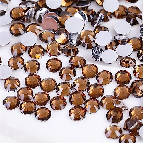 3000 Pieces SS12 3mm Flatback Rhinestones Clear Glass Round Gems Crystals for Nail Art DIY Crafts Clothes Shoes Bags Dark Coffee