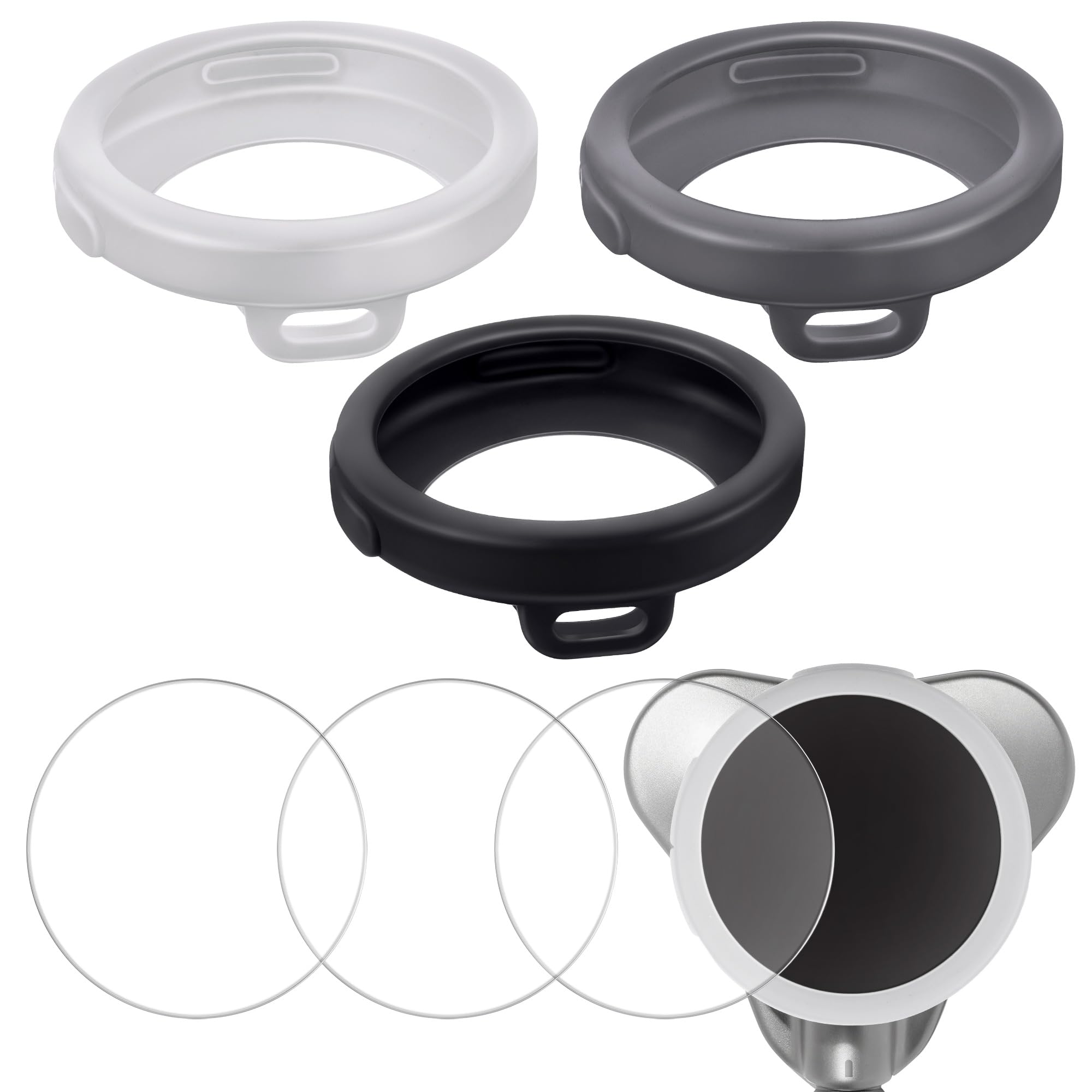 Stethoscope Protection Kit Compatible with EKO Core 500, 3 2.5D Tempered Glass Screen Protectors & 3 Stethoscope Chestpiece Cover, Compatible with EKO Core 500, Dustproof, 9H(Black & Gray)