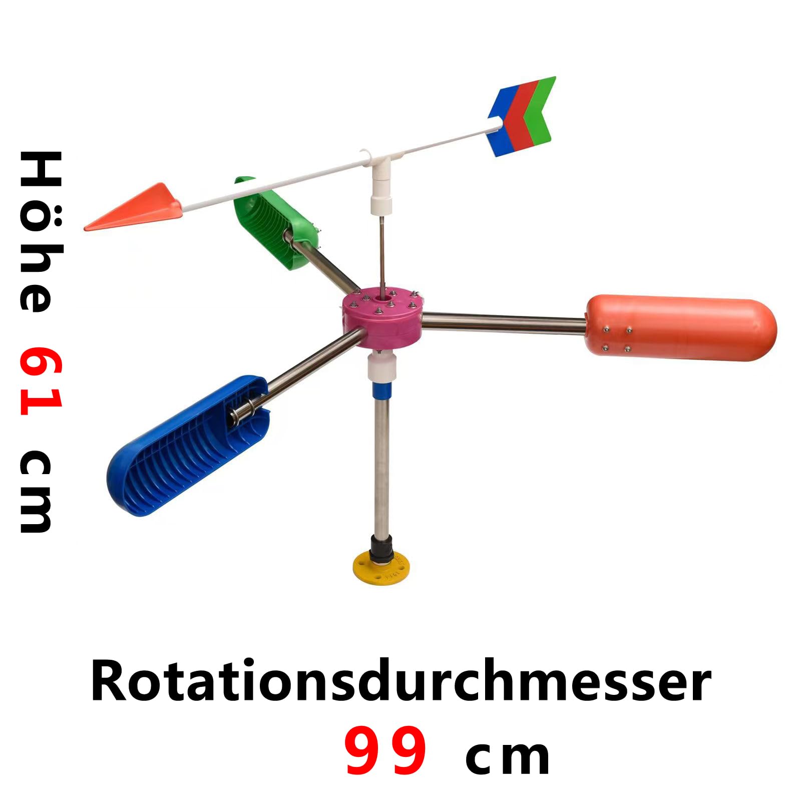 Fast ununterbrochene Rotation Wetterfahne Windrichtungsanzeige kleine Windmühle im Freien für Dekoration für Hof Terrasse Garten Durchmesser 99 cm