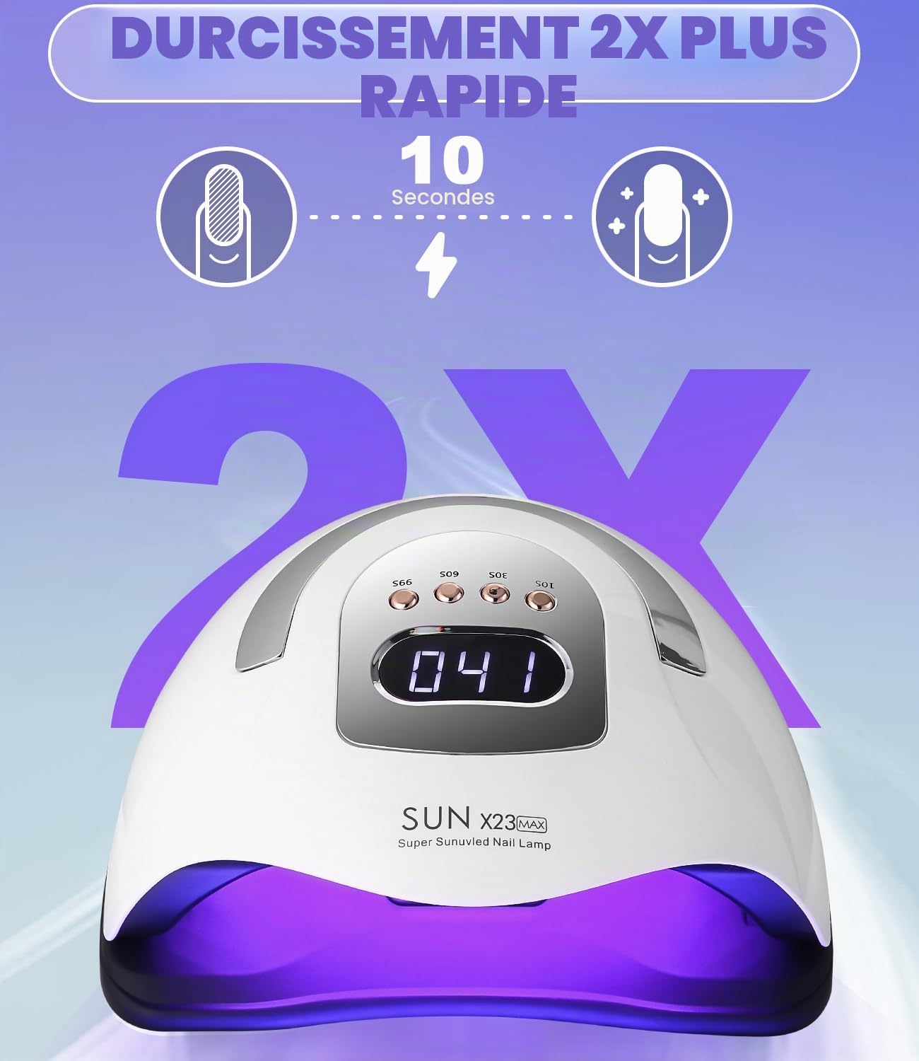 Zawaer Lampe UV Sèche Ongles 380W, Professionnel LED Séchoir à Ongles Automatique, 81 LEDs, Séchage Rapide, Grand LCD Ecran, 4 Minuteries 10s/30s/60s/99s pour Vernis Semi Permanent, Gel et Vernis
