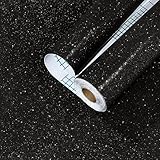 Black Glitter Wallpaper Peel and Stick Sparkle Contact Paper for Dresser Drawers Modern Bedroom Accent Wall Glitter Wallpaper Removable Self Adhesive Black Glitter Contact Paper Cabinets Vinyl Wrap