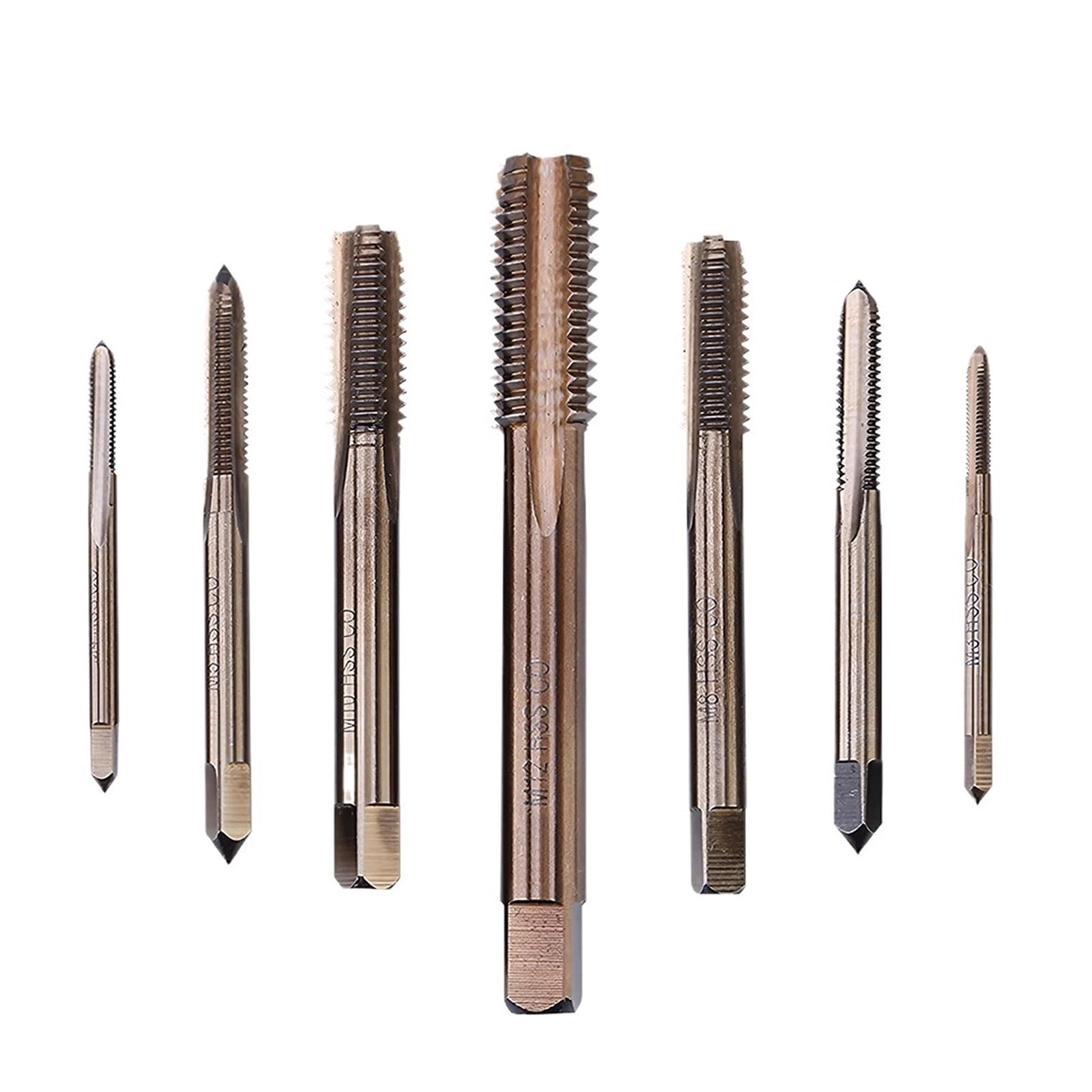 Maschio a spirale for macchina HSS Co M35-E, maschio metrico, filettatura destra, maschio a spina, trapano M3/M4/M5/M6/M8/M10/M12(7PCS)