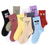 10 PACK Crazy Funny Emotion Crew Socks Soft Cotton - 10 different fun designs and color per pack