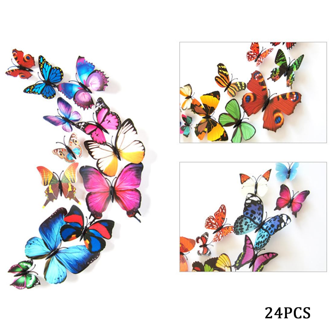 24 PCS PLASTICA Patch Farfalla Luminosa Decalcomanie Per Finestre Arte - Foto 7