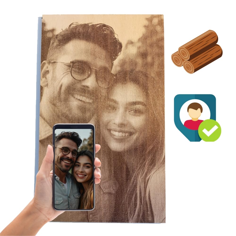 Cuadro Personalizado de Madera Grabado con Mensaje, Nombres o Diseño - Regalo para Pareja, Boda, Aniversario, Cumpleaños, Navidad, San Valentín o Día de la Madre