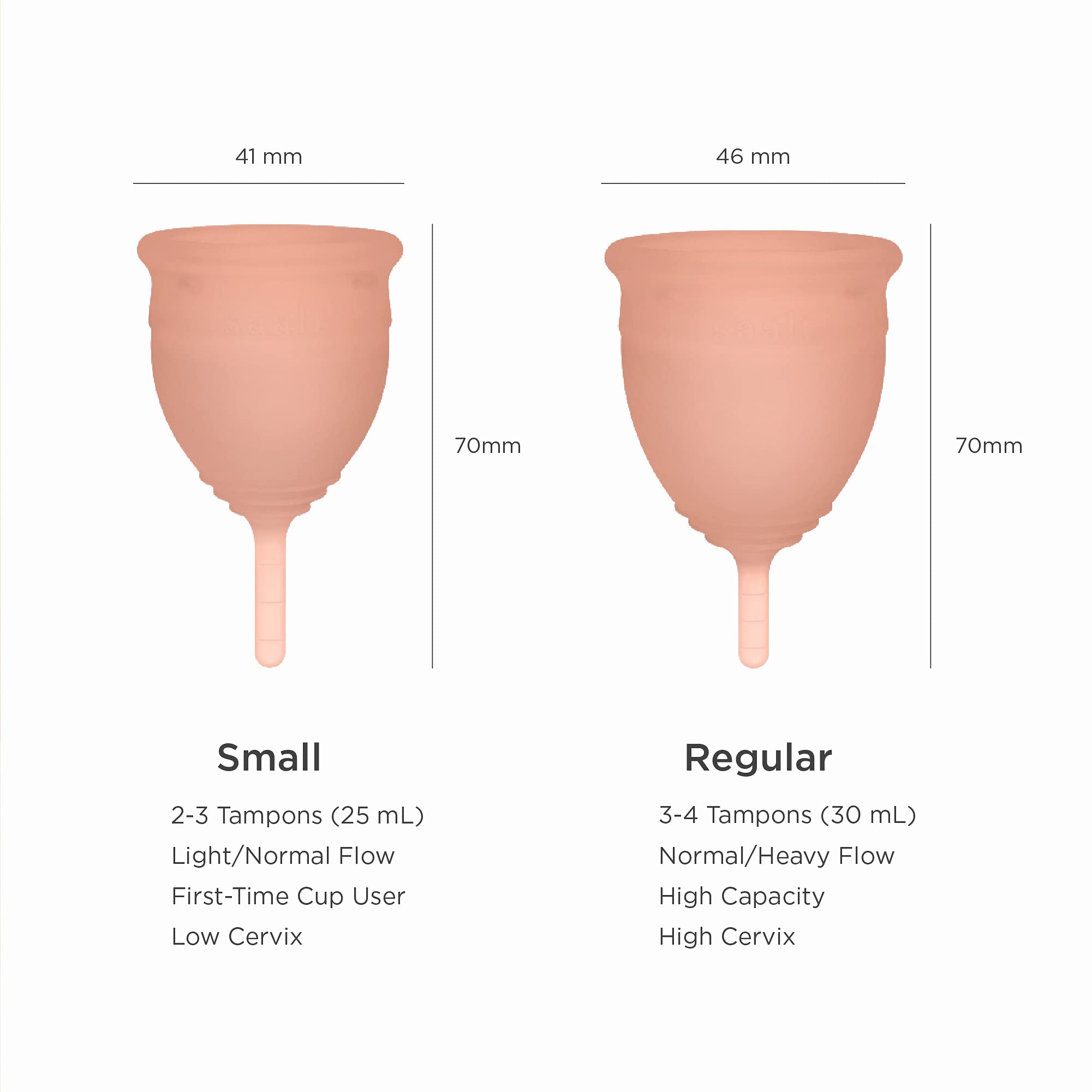 Saalt Soft Menstrual Cup (Desert Blush, Regular) & Cotton Brief Period 100% Cotton Underwear (Medium) - Best Sensitive Reusable Period Cup - Wear for 12 Hours - Tampon and Pad Alternative
