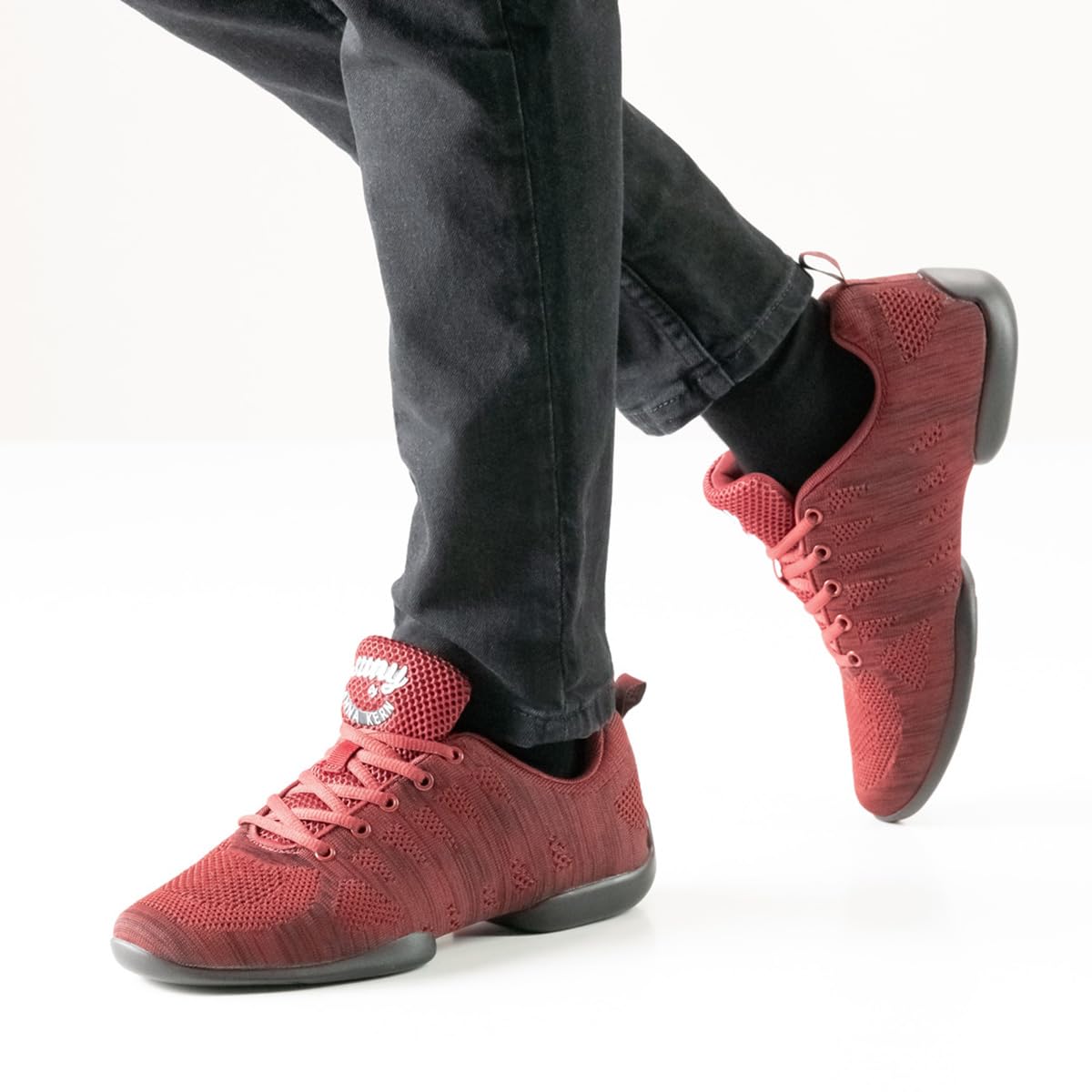 Anna Kern Herren Dance Sneakers 4035 Bold - Textil Rot/Schwarz - Normalweite - 1 cm Sneaker Absatz - Geteilte PU Sohle