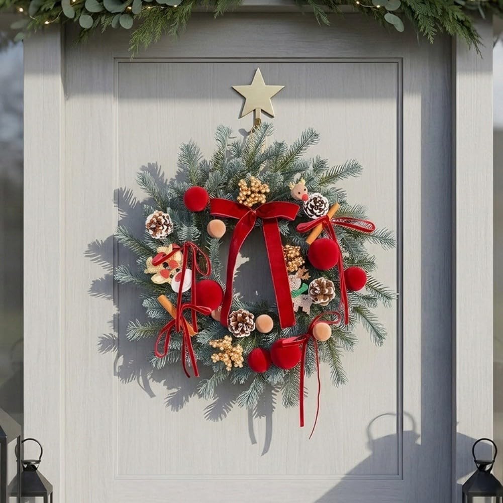Rustikaler Weihnachts Türkranz Tropfenform 44cm Künstliche Kiefer