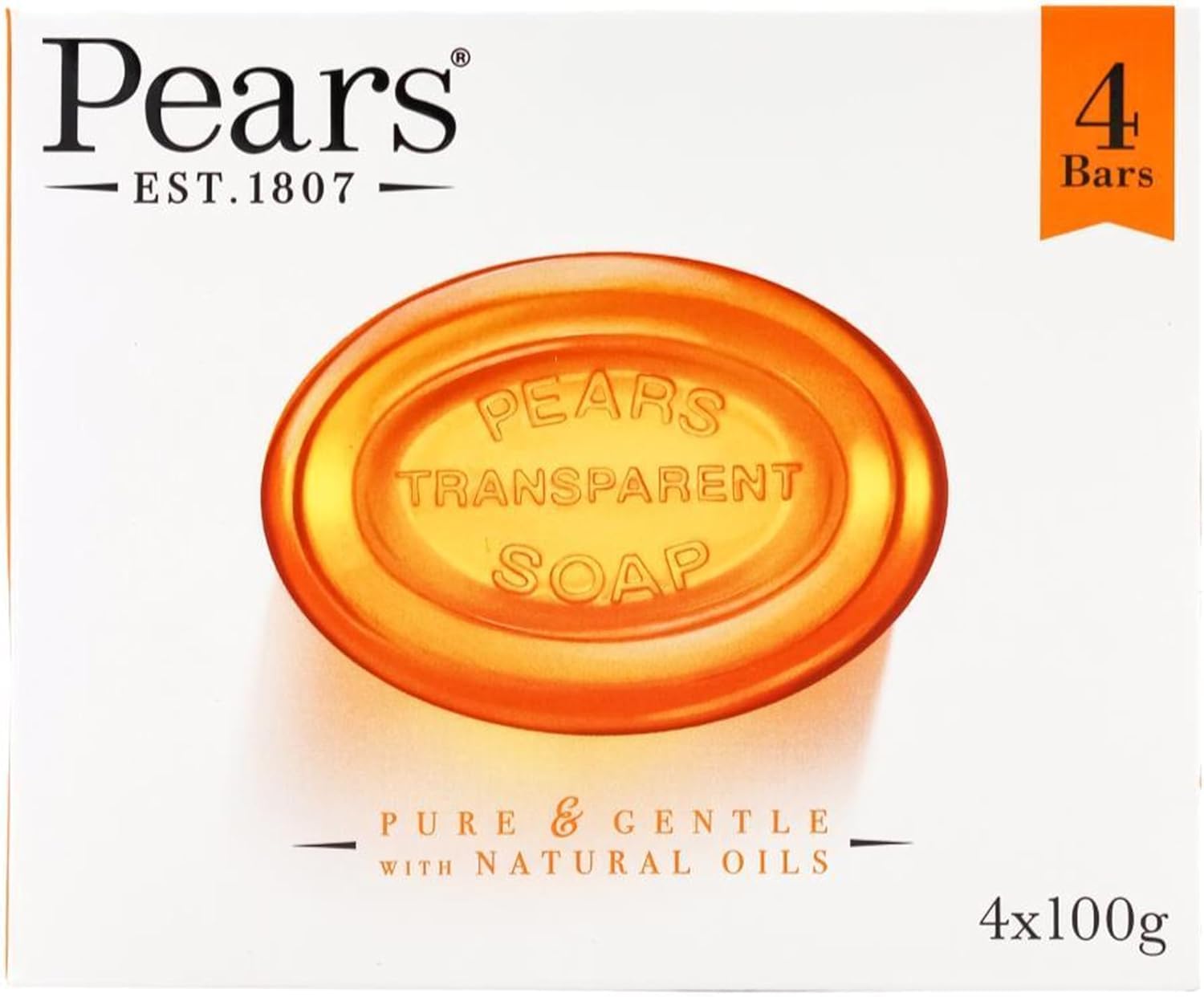 Pears Amber Transparent Soap Bar, 100 g, 6-Pack