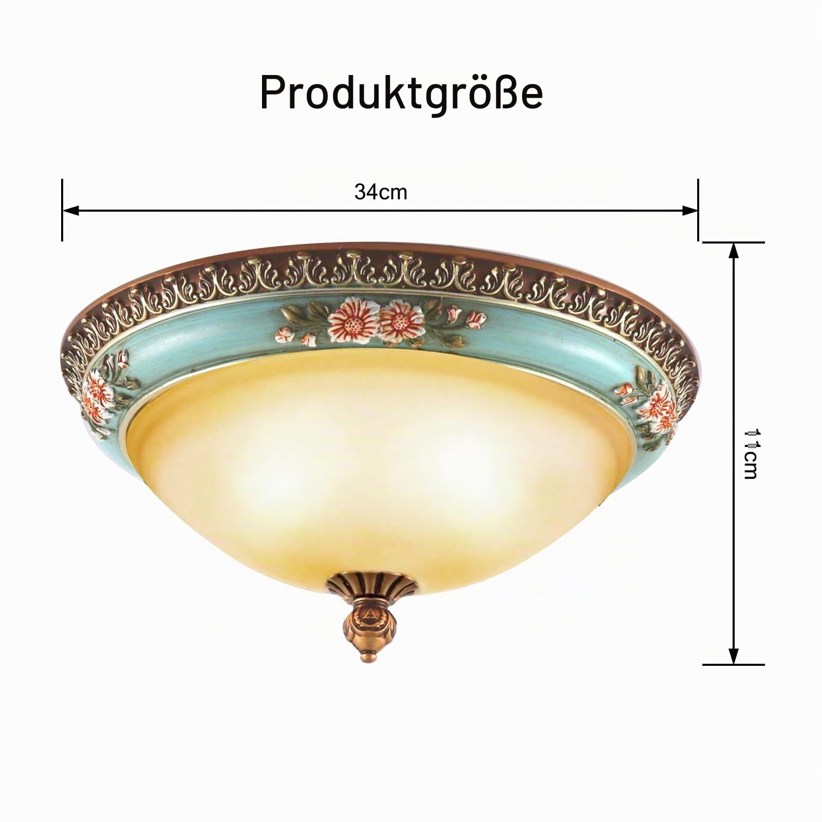 Deckenlampe Vintage Landhausstil, Ø 34cm, LED 24W, 3000-6000K