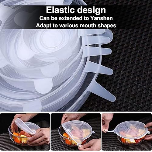 Miniatura 3 de 6 tapas elásticas de silicona reutilizables para almacenamiento de alimentos en el refrigerador, cubierta de microondas de vidrio para alimentos,