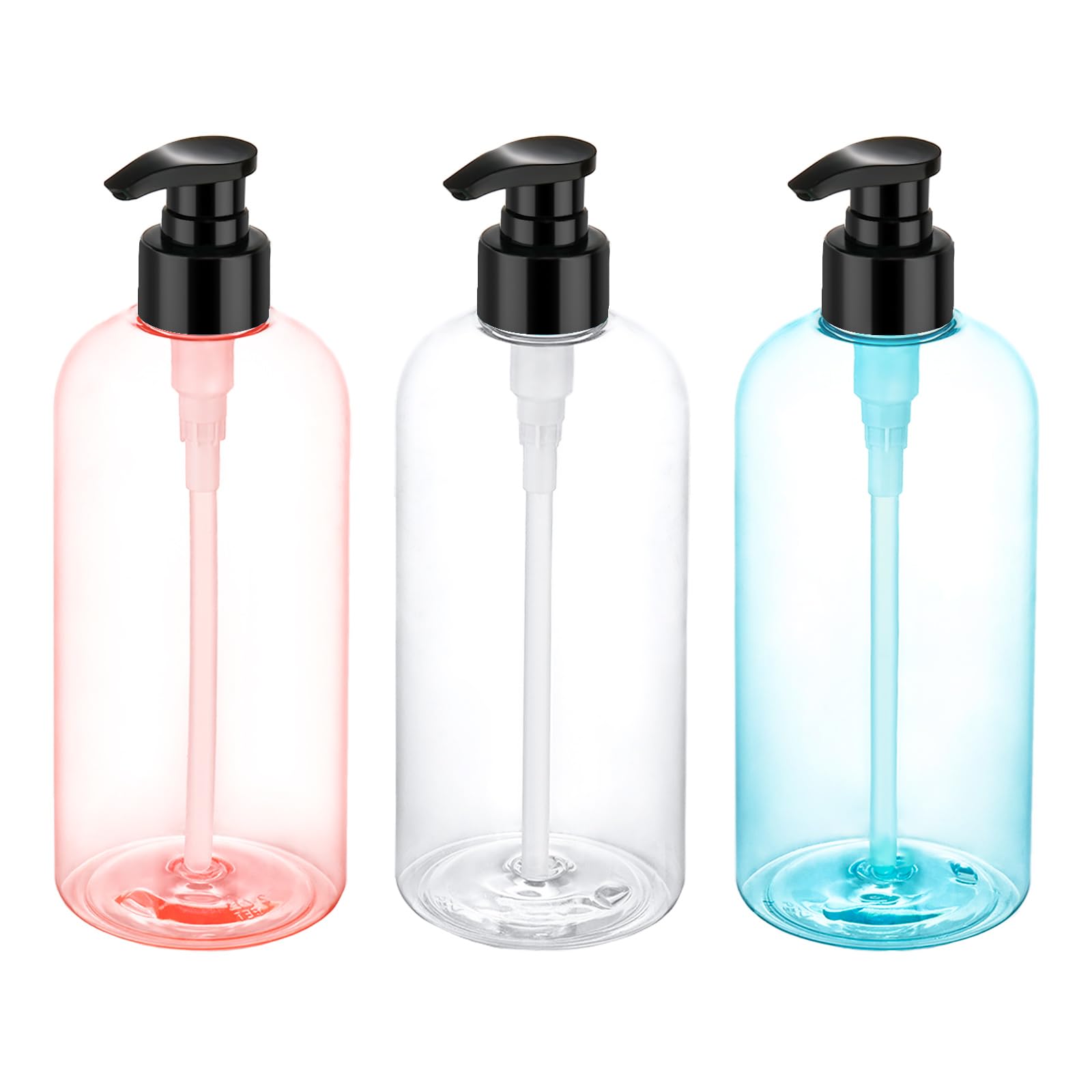 Bynccea Plastic Pump Bottle 16 oz/500 ml Empty Shampoo Pump Bottles Dispenser Portable Pump Bottles for Shampoo and Conditioner Liquid