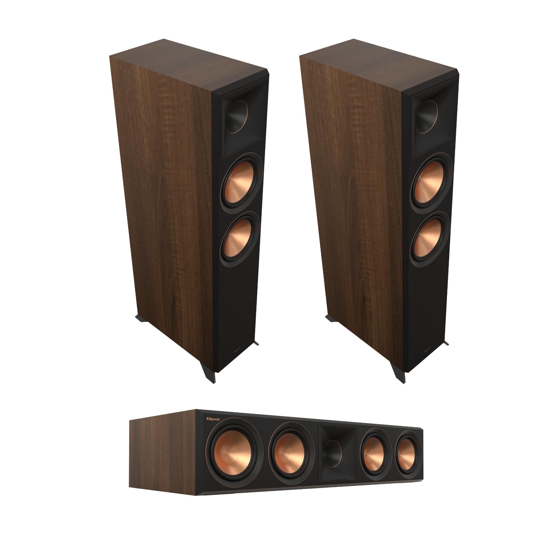 Klipsch Reference Premiere RP-6000F II Floorstanding Speakers with RP-504C II Center Channel Speaker - Walnut