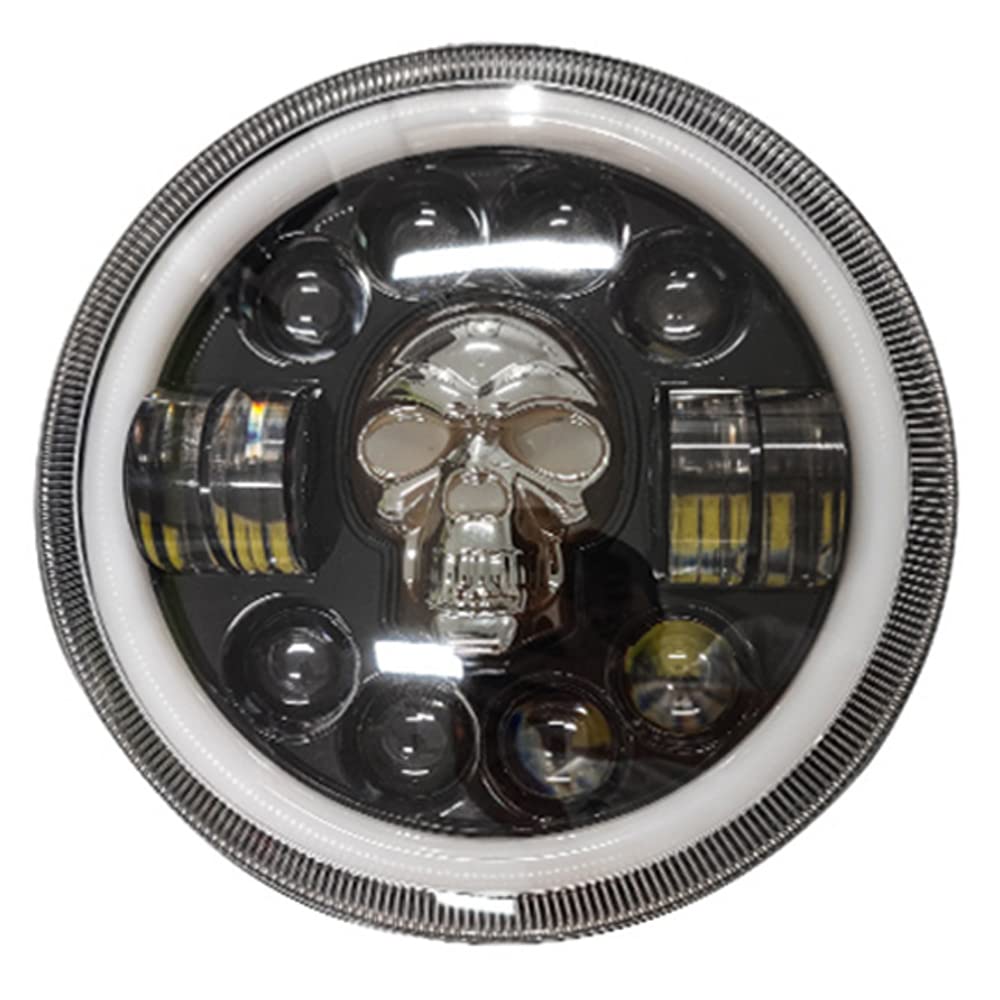 7 Calowy Samochód Motocykl Led żarówki Reflektorów Wysoka Martwa Wiązka RGB Led Okrągła Czaszka światła Halo Reflektory Dla Jeep Halle
