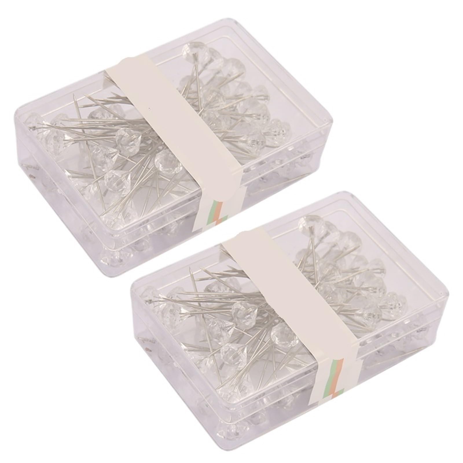 Stecknadeln Pins Transparent Diamant Pin DIY Hochzeit Bouquet Pins Nähen Nadeln Kunststoff Box Nähen Zubehör für Heimwerkerprojekte(2Box)