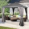   10-x-10-Hardtop-Gazebo-Heavy-Duty-Hardtop-Non-Rust-Aluminum-Permanent-Pergola-Shelter-Tent-with-Galvanized-Steel-Canopy-Roof-Mosquito-Netting-and-Privacy-Curtain-Gray