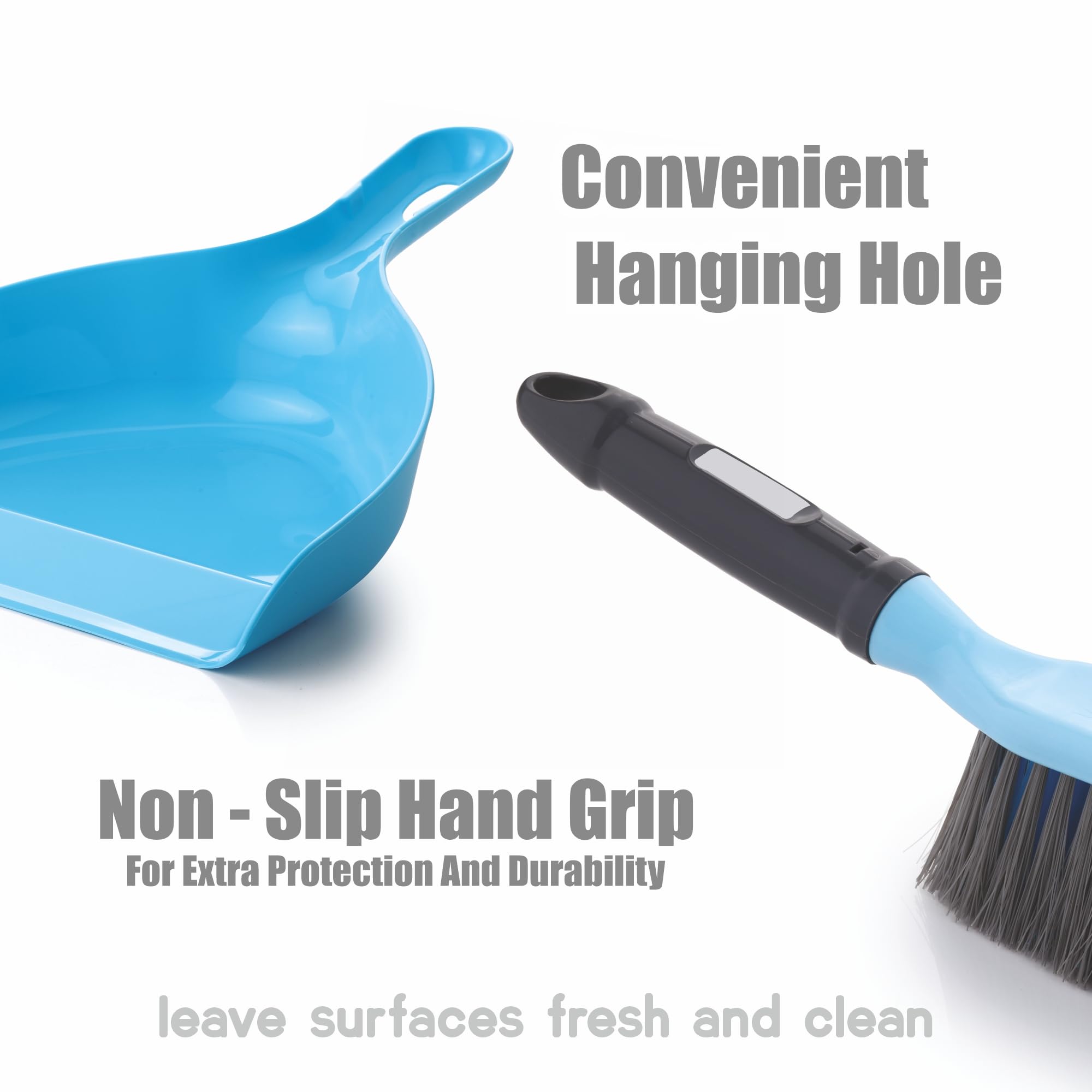 Homeor Dustpan with Multi-Purpose Dusting Brush, Dust Pan Set, Brust Set for Cleaning, Cleaning Combo Set, Portable & Easy to Store, Blue 2