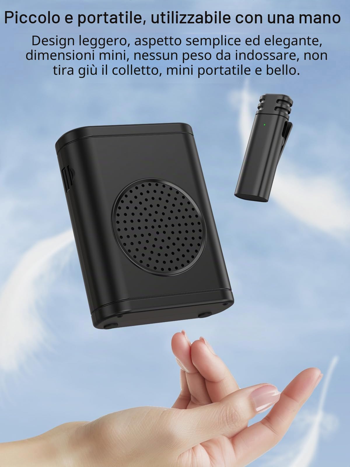 Amplificatore Vocale Portatile 2600mAh Ricaricabile Amplificatore vocale senza fili con Microfono Lavalier Wireless 10W Pa System altoparlante per Insegnanti, Guide Turistiche Sport Trainer