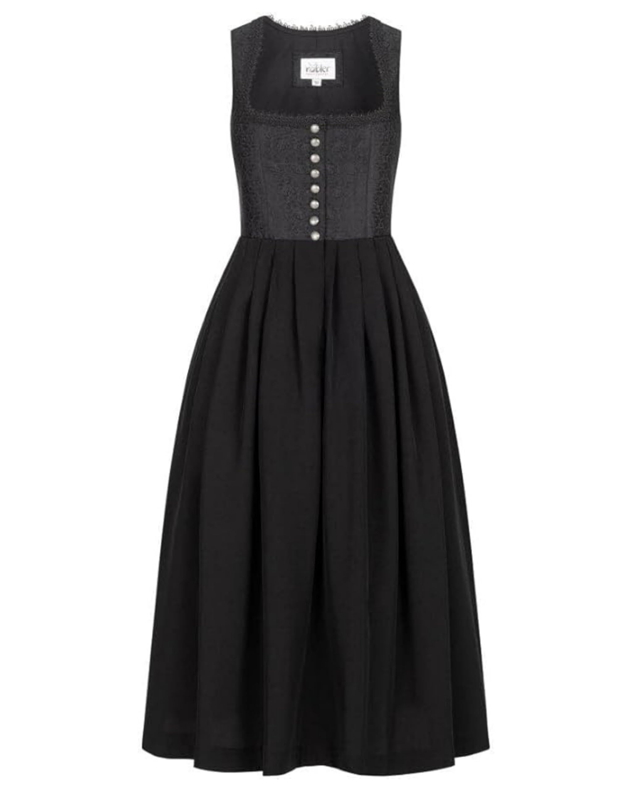 Nübler Dirndl Lang Damen Gastrodirndl Saskia Schwarz 90cm, Größe 54