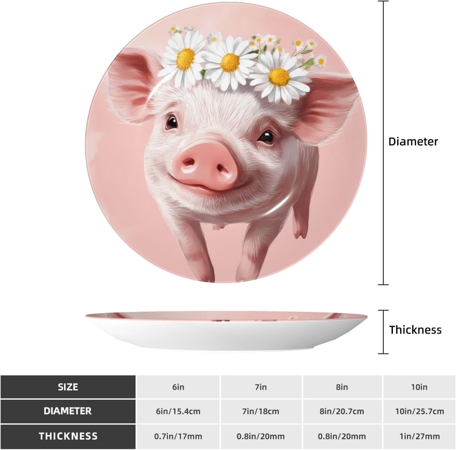 Cute Baby Pig Style Ceramic Plate Display Home Display With Stand Wall Hanging Plate For Home Decor 10 Inch