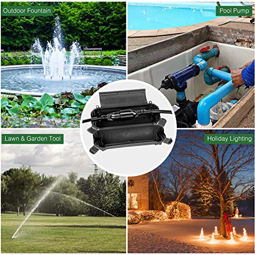 Flemoon [3 Pack] Outdoor Extension Cord Safety Cover With Waterproof Seal, Weatherproof Electrical Connection Box To Protect Outdoor Outlet, Plug, Socket, Christmas Holiday Decoration Light, Black #TOP5