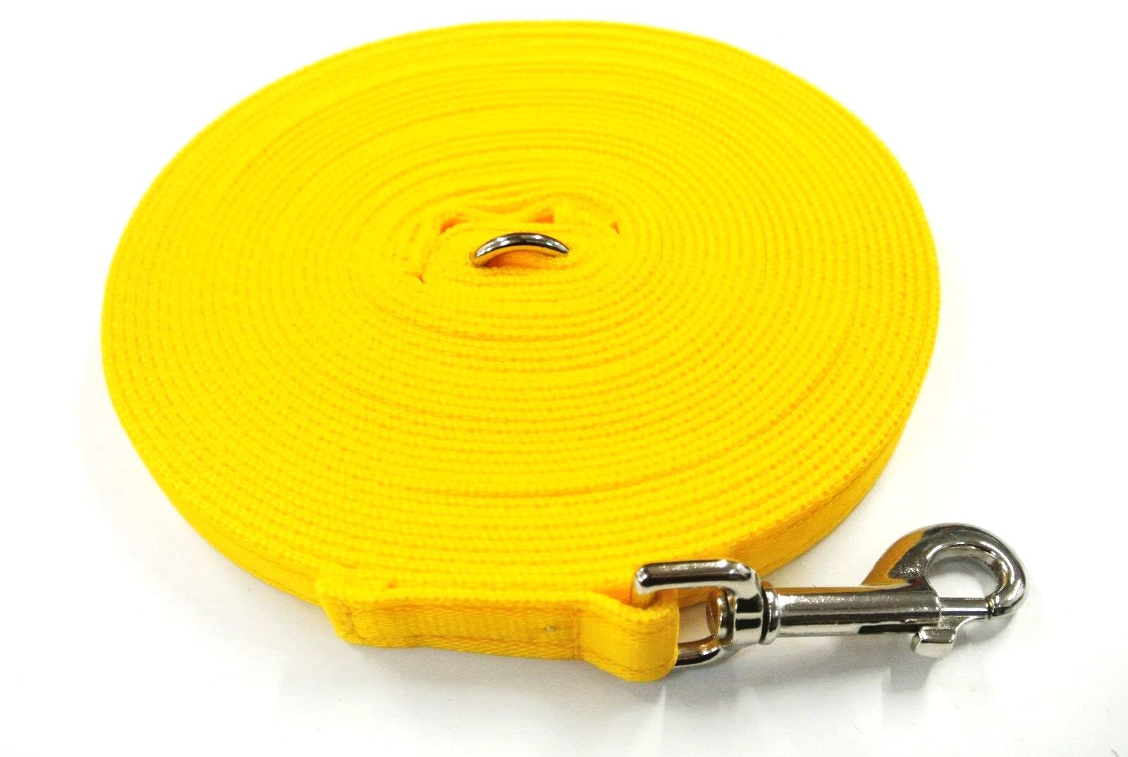 20ft Dog Training Lead 6 Metre Leash Horse Lunge Line Tracking Recall Obedience In Cushion Webbing (Yellow, 20mm)